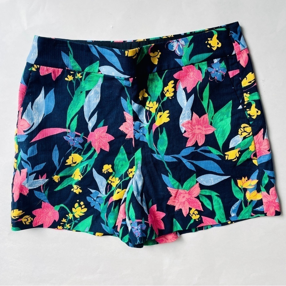 J. Crew Cotton Basketweave Floral Shorts Side Zip 8 AL597